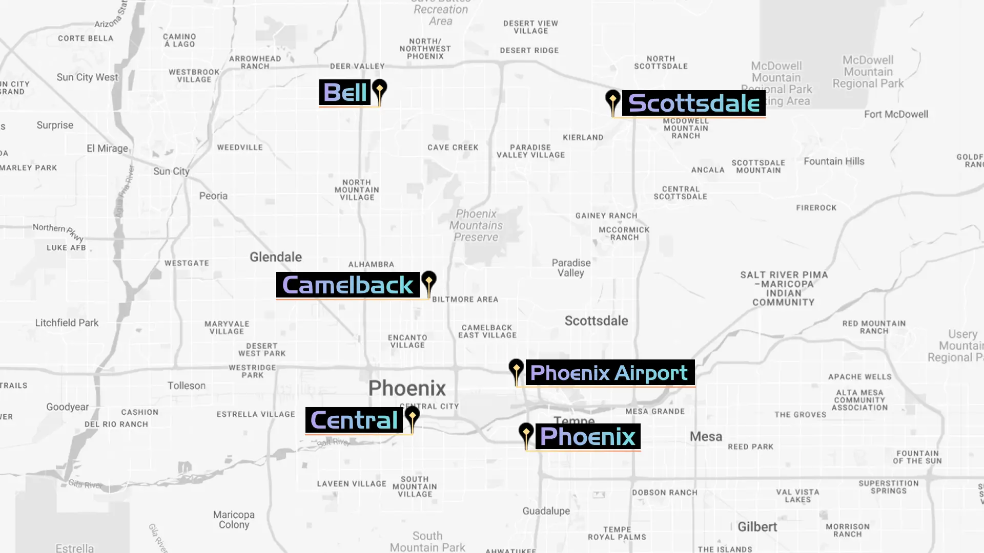Sluggers Arizona Locations Map